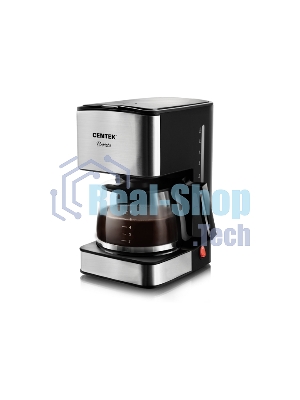 Кофеварка капельная Centek CT-1144 серебристый/черный, исп. кофе - молотый, 0.8 л, 680 Вт.