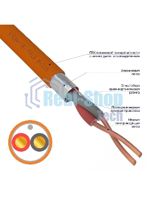 Кабель огнестойкий Rexant КПСЭнг(А)-FRLS 1x2x1,00 мм², бухта 200 м, 01-4904-1