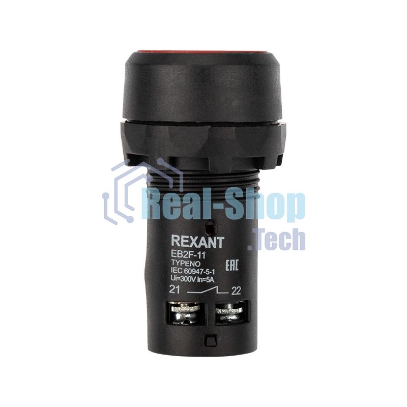 Кнопка Rexant EB22 возвратная красная NO+NC 230 В