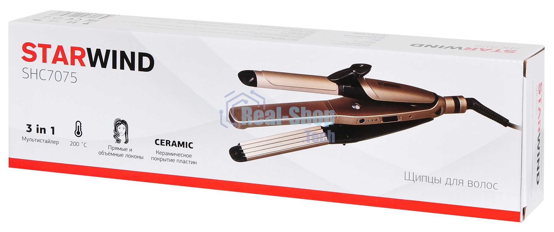 Выпрямитель Starwind SHC 7075 55Вт черный/шампань (макс.темп.:200С)