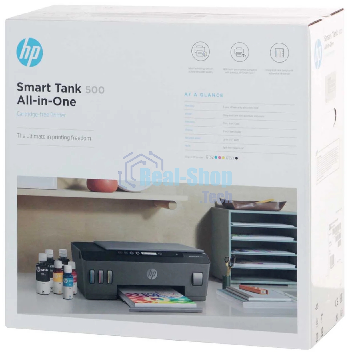 МФУ струйное HP Smart Tank 500 (4SR29A), A4, цветной, печ. до 22 стр/мин. (ч/б) до 16 стр/мин. (цвет), скан. до 8 стр/мин. (ч/б) 4 стр/мин. (цвет), 1200x1200dpi, USB