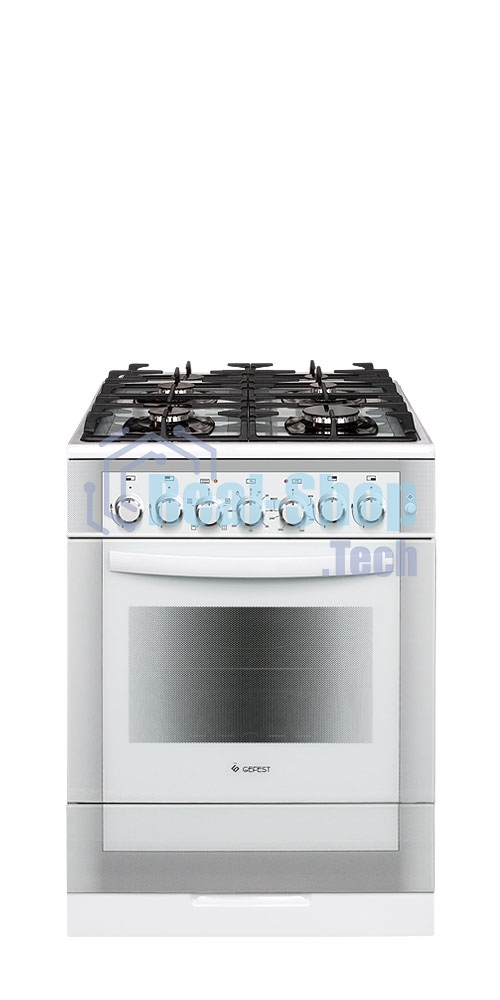 Плита комбинированная Gefest ПГЭ 6502-02 0042 белый, конфорок 4 газовых, духовка 55 л, 60 см x 85 см x 60 см