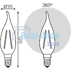 Лампа cветодиодная Gauss LED Filament Свеча на ветру E14 11W 720lm 2700K 1/10/50