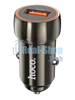 Автомобильная зарядка HOCO Z46 Blue shield, 1xUSB, 18W, серый металлик