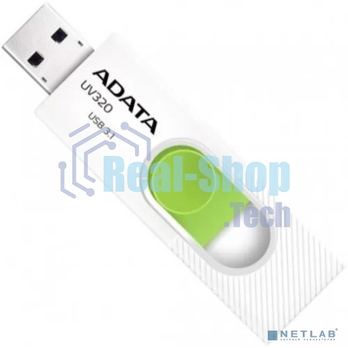 Флешка USB ADATA UV320 (AUV320-512G-RWHGN), 512Gb, USB 3.2 Gen1, R/W 100/30, белый/зеленый