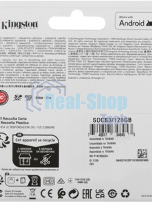 Флеш карта microSDXC 128Gb Kingston SDCS3/128GbSP Canvas Select Plus w/o adapter