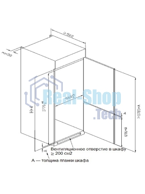 Встраиваемый холодильник Kuppersberg NBM 17863, Габариты(ВхШхГ):178.5x54x54,5; Перенавешиваемые двери, Класс энергопотребления А++ (222 кВт/ч), No-frost, 182л/59л, Уровень шума: 41 Дб