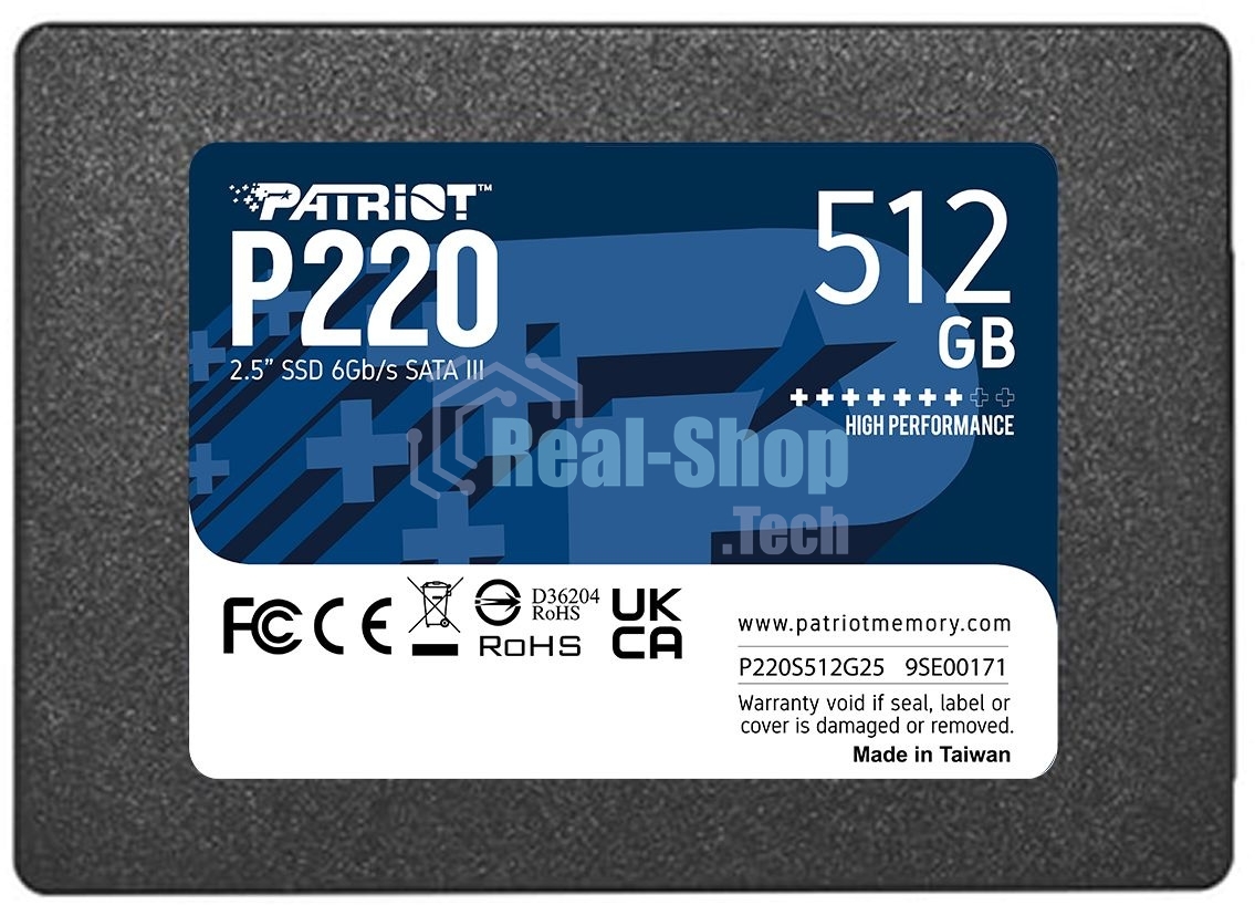 Накопитель SSD Patriot P220, 512Gb, SATA III, 2.5