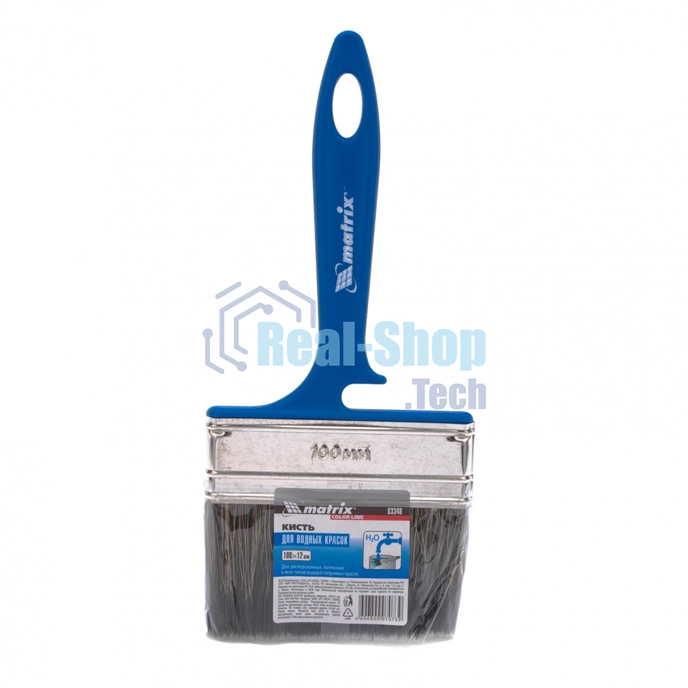 Кисть флейцевая Matrix для водных красок, 100x12 мм, смешанная щетина, пластиковая рукоятка