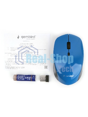 Мышь беспроводная Gembird MUSW-250-2 синий, 1600 dpi, радиоканал, USB, кнопки - 4