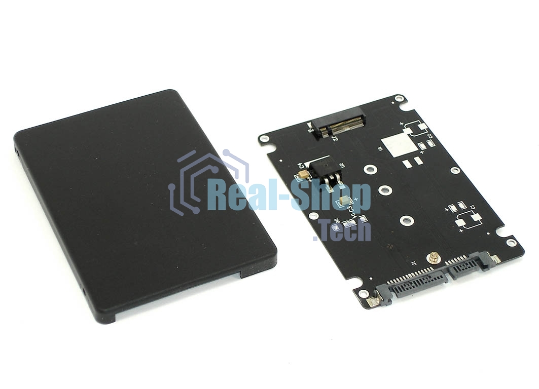 Бокс для SSD диска M2 с выходом SATA пластиковый, черный