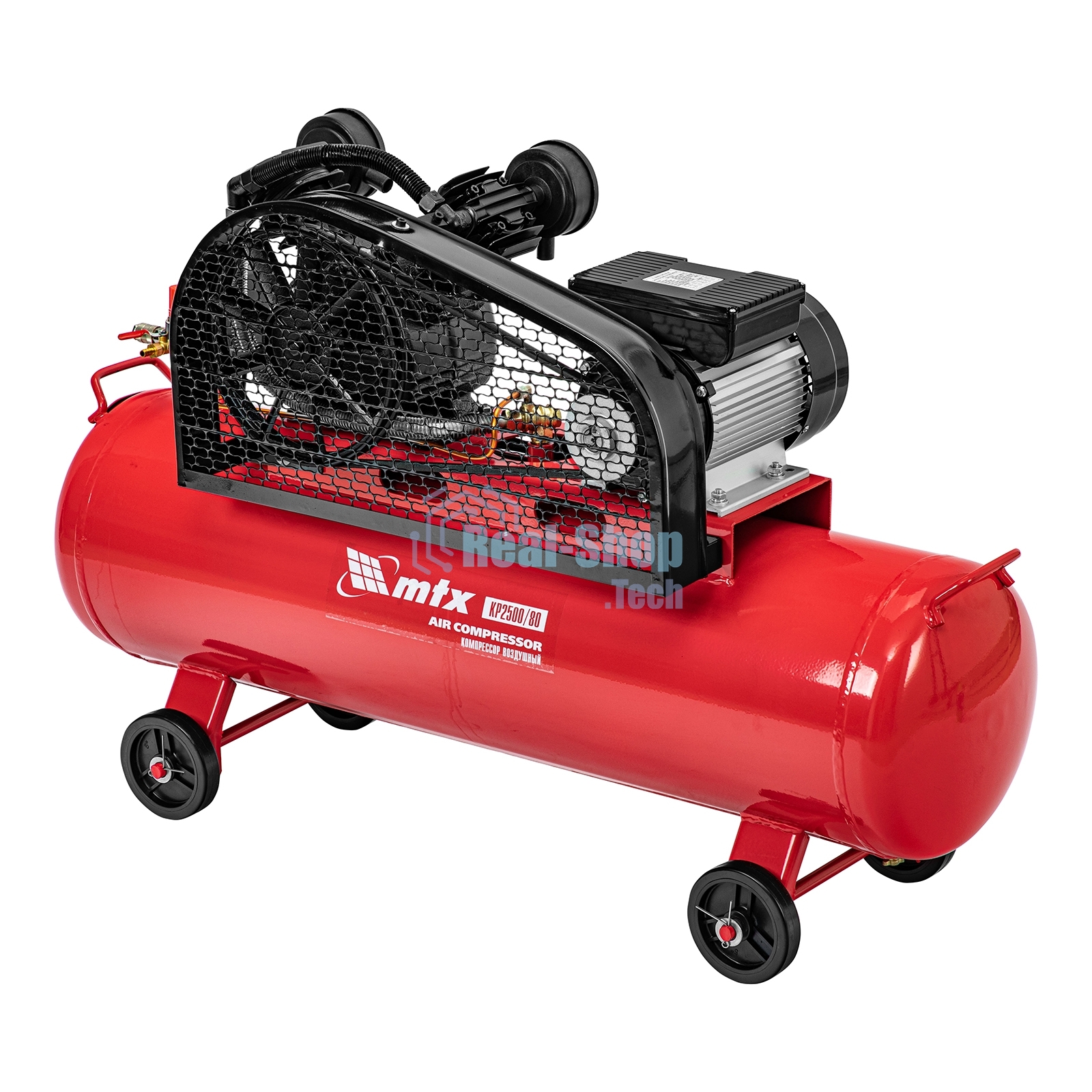 Компрессор воздушный МТХ КР2500/80 рем. привод, 2,5 кВт, 80 литров, 420 л/мин