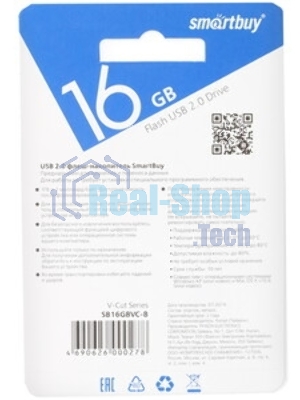 Флешка USB Smartbuy V-Cut series blue (SB16GbVC-B), 16Gb, USB 2.0, R/W 25/15, синий
