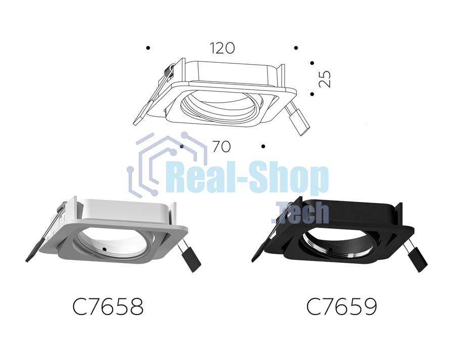 Корпус светильника C7658 SWH белый песок 120*120*H25mm MR16 GU5.3