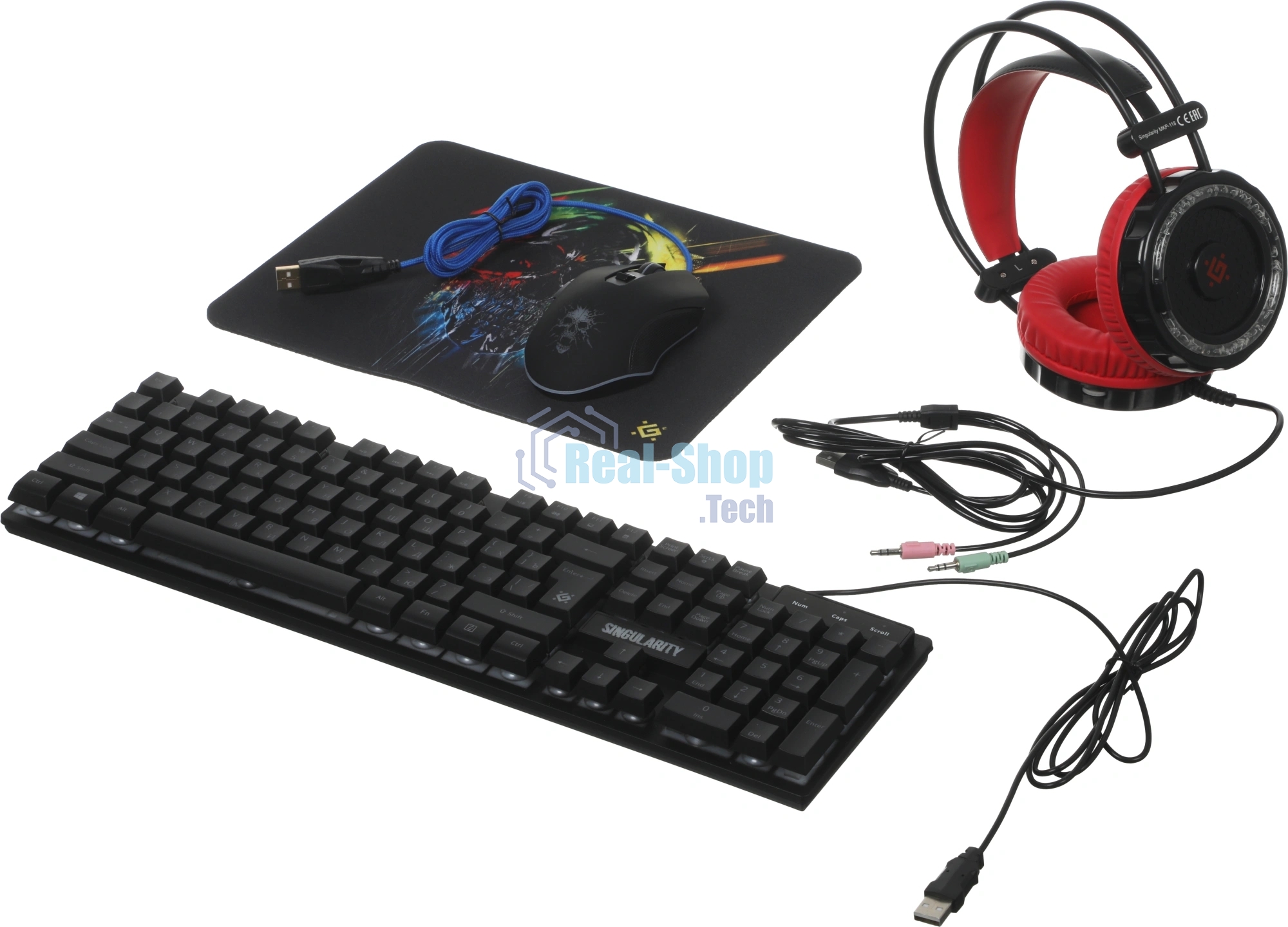 Комплект клавиатура+мышь Defender Singularity MKP-118 проводной, USB, 3200 DPI, чёрный