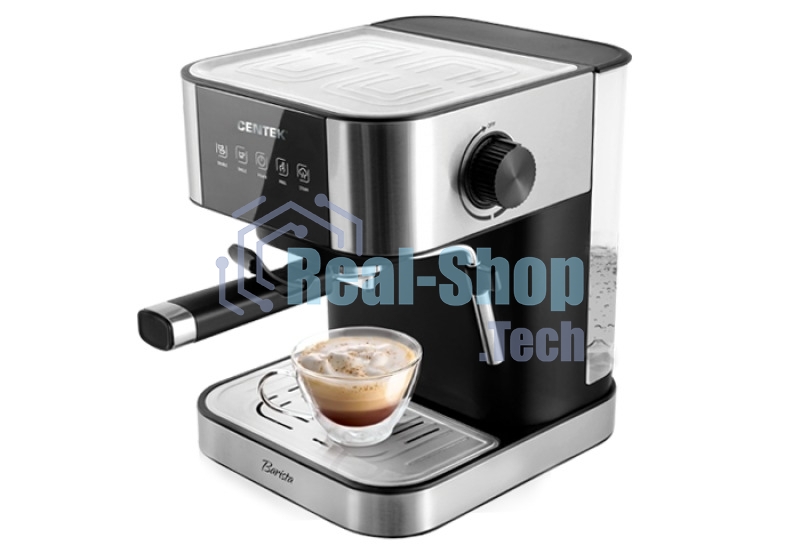 Кофеварка рожковая Centek CT-1164 серебристый, исп. кофе - молотый, 1.5 л, 1150 Вт, 15 бар