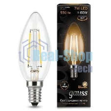 Лампа светодиодная Gauss LED Filament Свеча E14 7W 550lm 2700К 1/10/50