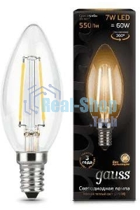 Лампа светодиодная Gauss LED Filament Свеча E14 7W 550lm 2700К 1/10/50