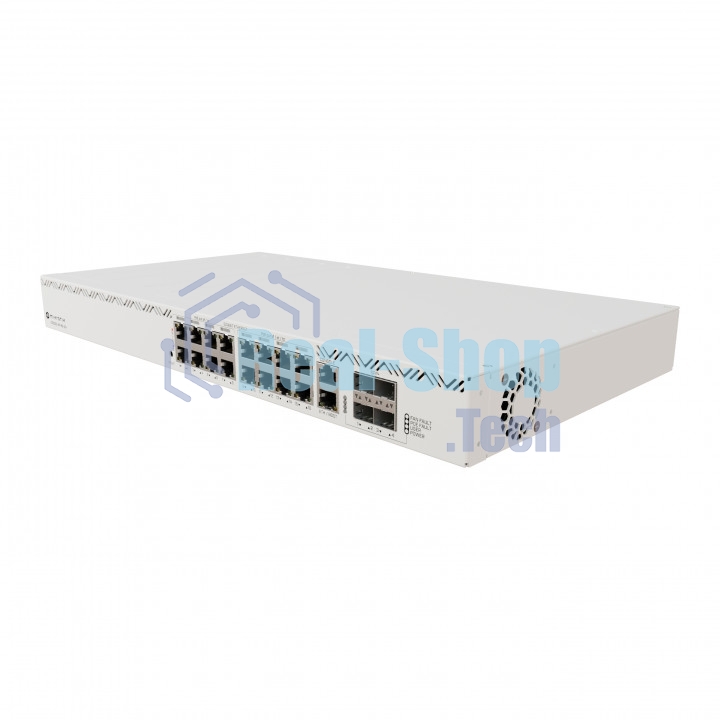 Коммутатор MikroTik CRS320-8P-8B-4S+RM Cloud Router Switch with dual-core 800 MHz CPU, 256 MB RAM, 98DX226S switch chip, 17 x Gigabit Eth ports (8 x 802.3af/at, 8 x 802.3bt PoE-out), 4 x 10G SFP+ ports, RouterOS L5, 1U rackmount enclosure, 600W PSU