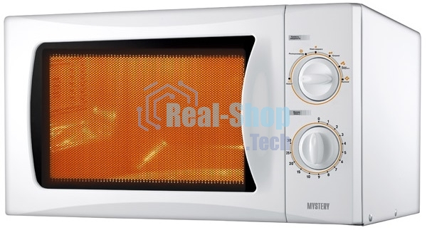 Микроволновая печь Mystery MMW-2013 белый, 20 л, 800 Вт, переключатели - поворотный механизм