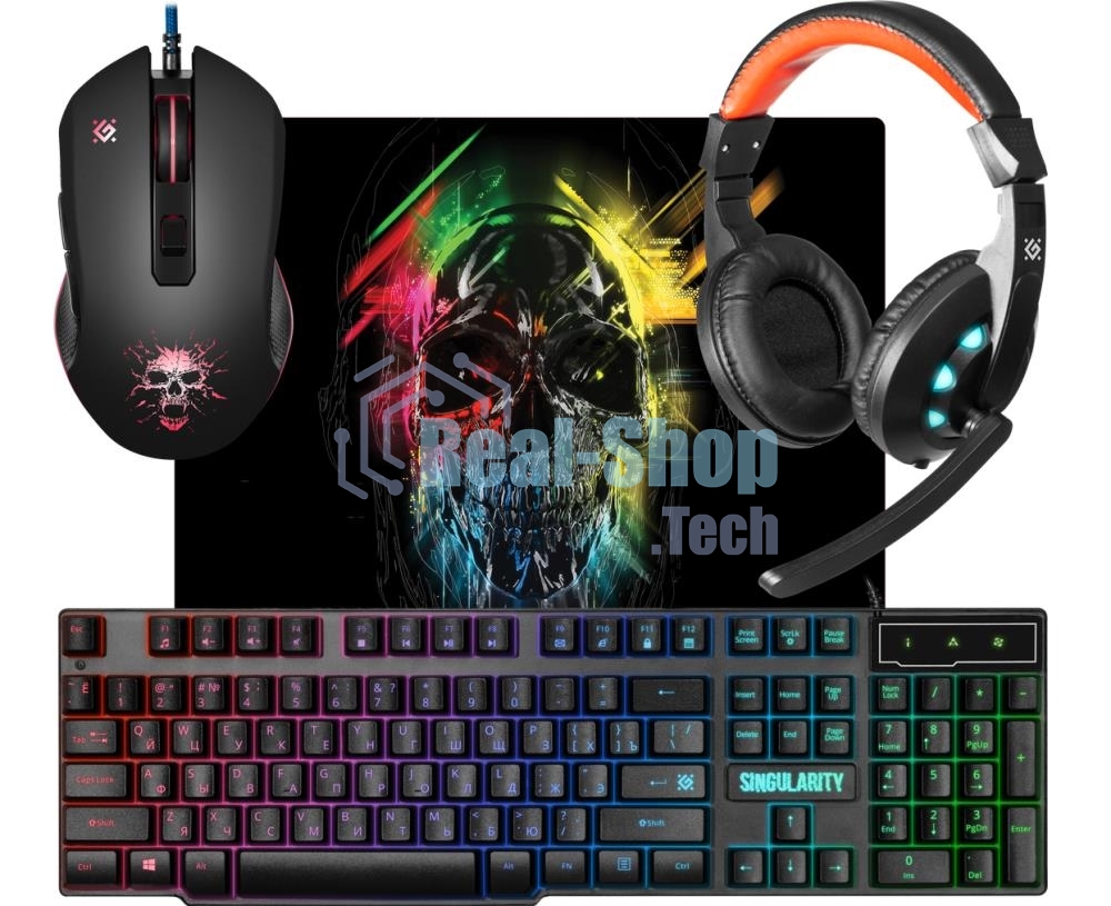 Игровой комплект Defender Гарнитура, мышь, клавиатура, ковер MKP-118