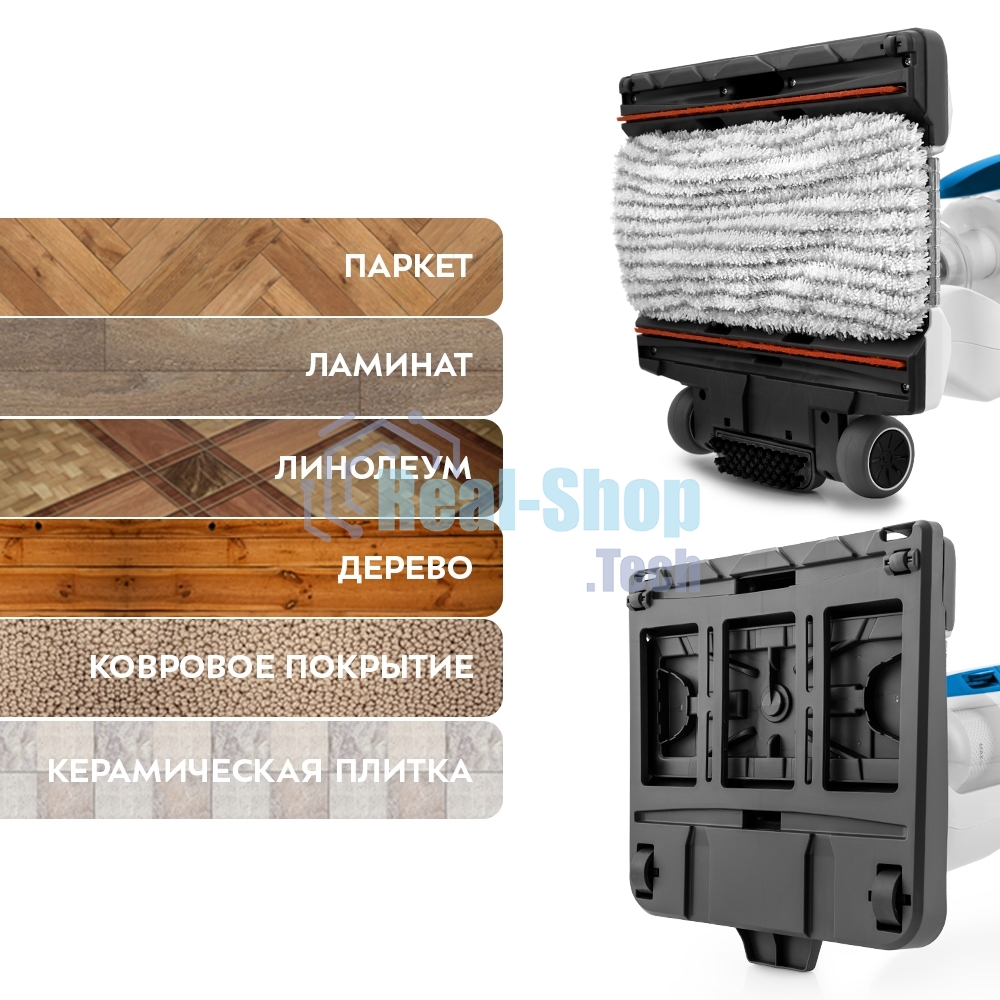 Пылесос вертикальный паровой Kitfort KT-556 белый, питание от сети, 1700 Вт, уборка сухая/паром, пылесборник 0.4 л