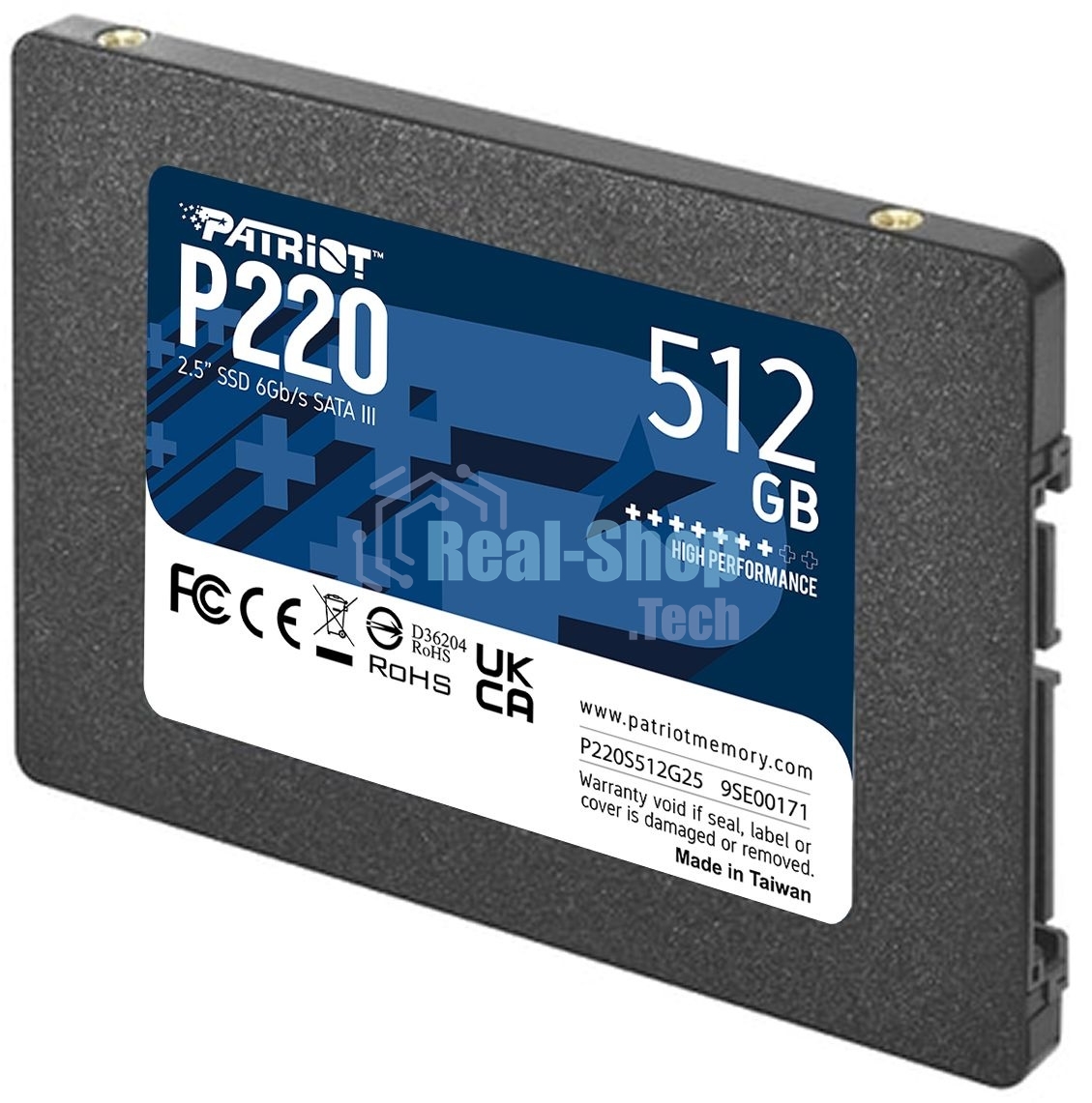 Накопитель SSD Patriot P220, 512Gb, SATA III, 2.5