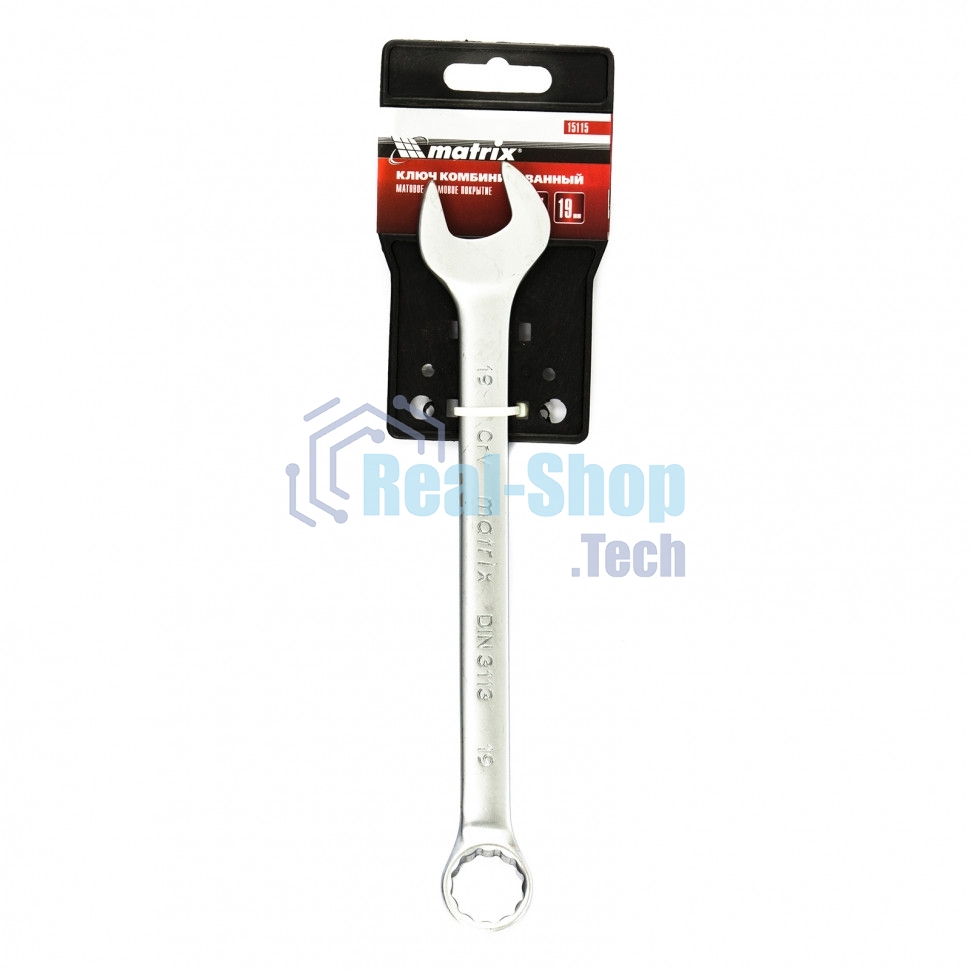 Ключ Matrix комбинированный, 19 мм, CrV, матовый хром
