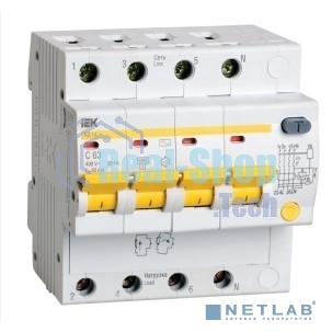 Выключатель автоматический дифференциального тока 4п C 10А 30мА тип AC 4.5кА АД-14 ИЭК MAD10-4-010-C-030