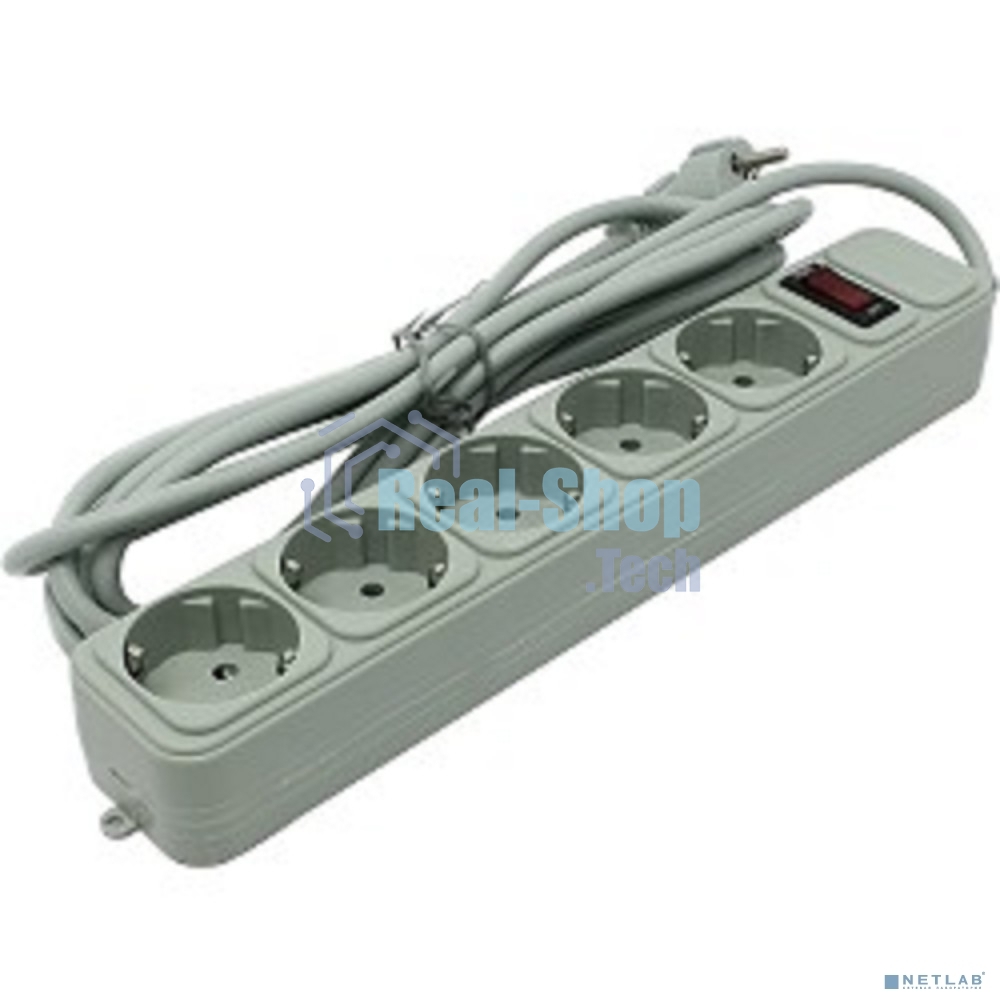 Сетевой фильтр ExeGate EX221186RUS SP-5-3G (5 розеток, 3 м, евровилка, серый)