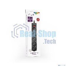 Сетевой фильтр CBR CSF 2505-3.0 Black CB, 5 евророзеток, длина кабеля 3 метра, цвет черный (коробка)