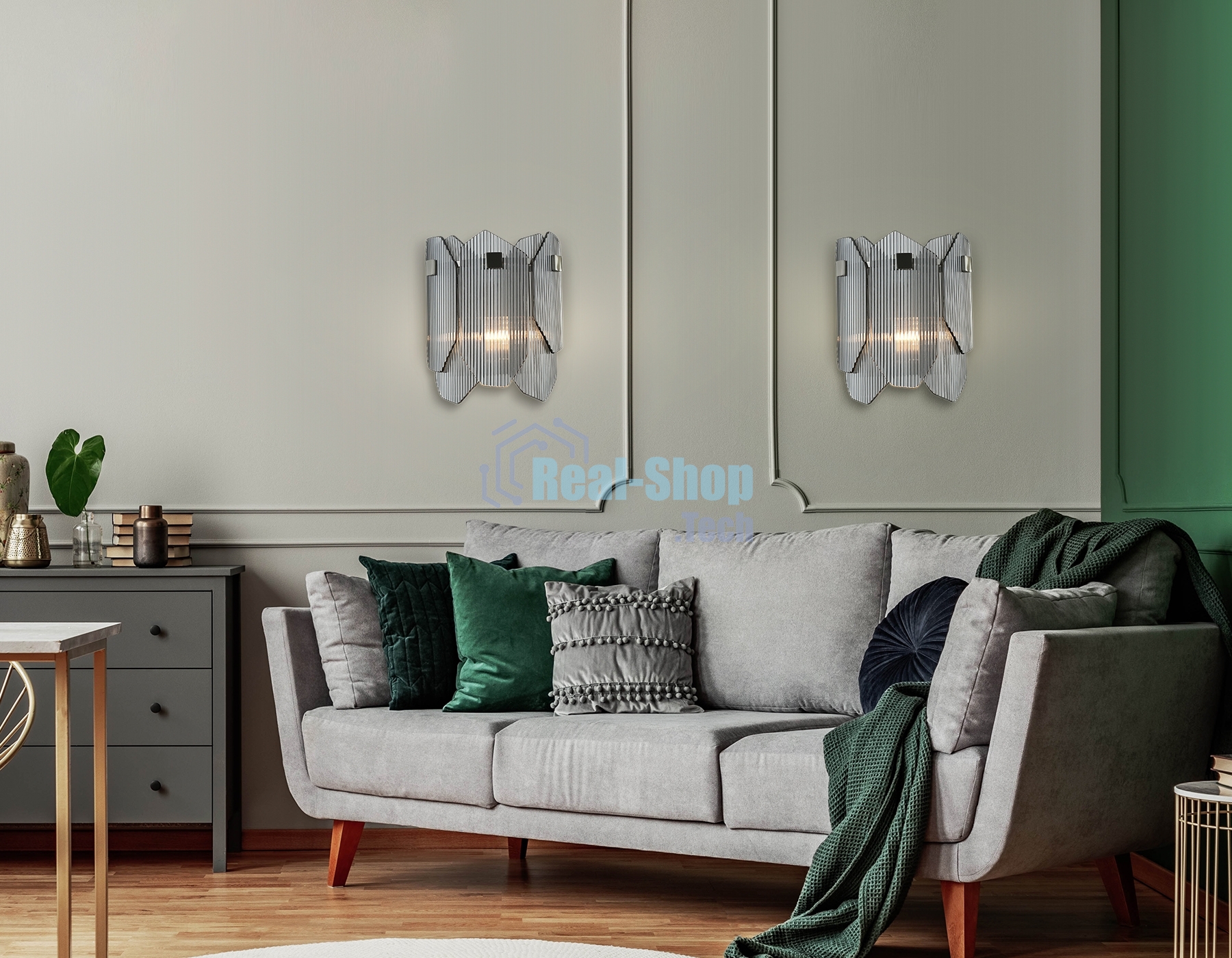 Светильник Ambrella light LH31207/2 SN/SM сатин никель/дымчатый E14*2 max 40W 220*150*270