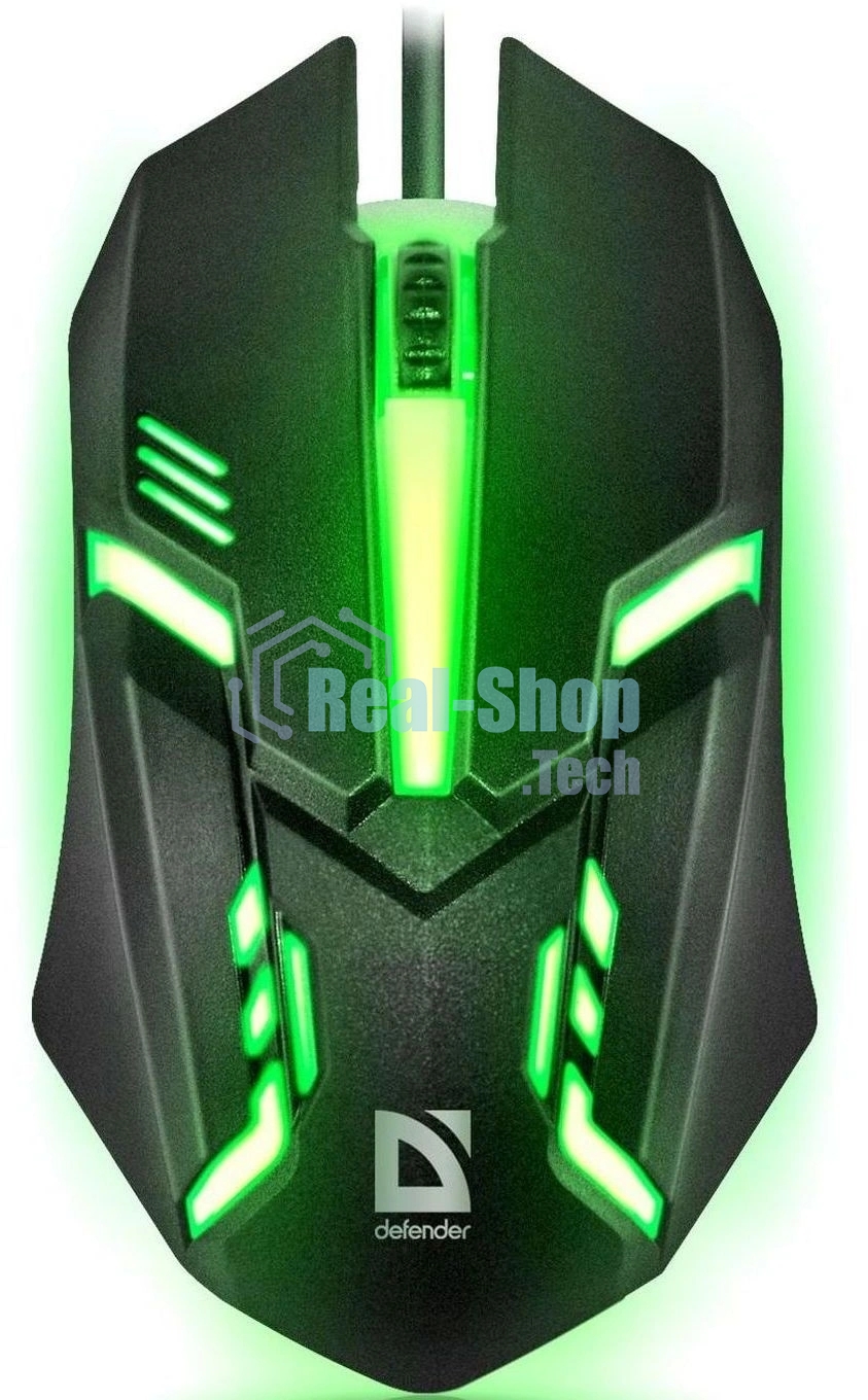 Мышь проводная Defender Cyber MB-560L черный, 1200 dpi, USB, кнопки - 3