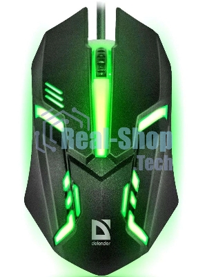 Мышь проводная Defender Cyber MB-560L черный, 1200 dpi, USB, кнопки - 3