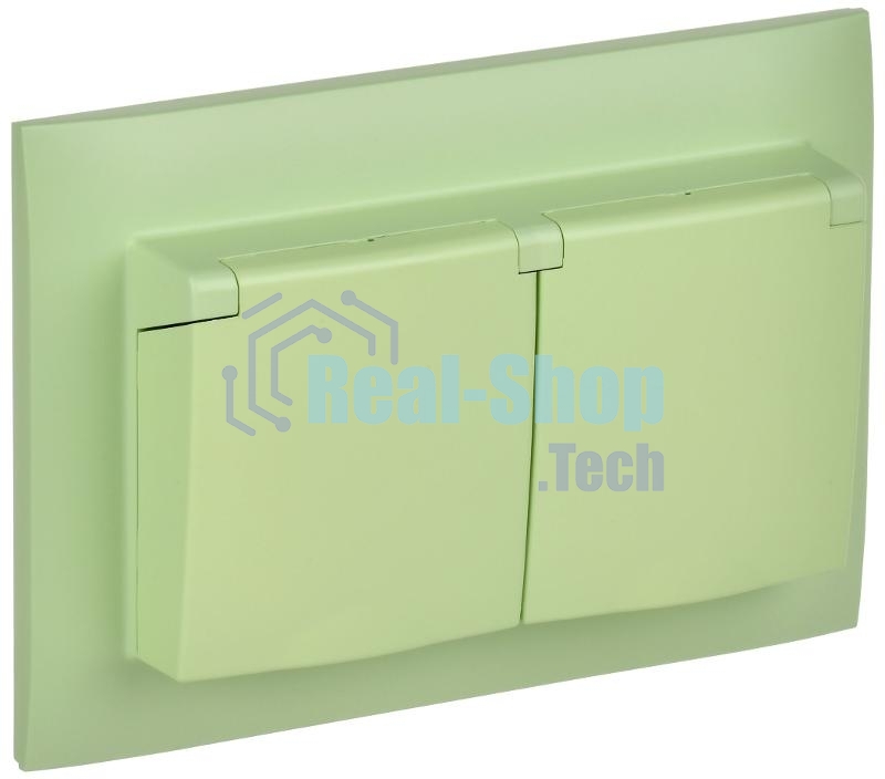 SKANDY Розетка 2-местная с кр. 16А в сб IP44 SK-R12M мятный | SK-R26-16-44-K06-F | IEK