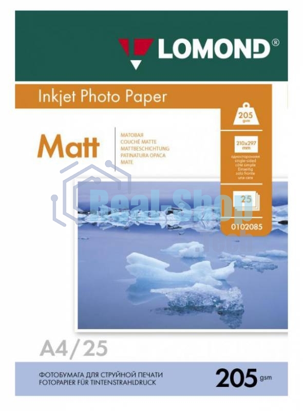 Фотобумага Lomond 0102124 A4/205г/м2/25л./белый матовое для струйной печати