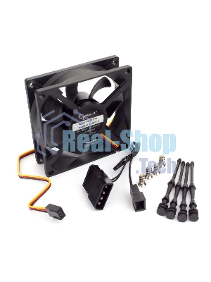 Вентилятор для корпуса Gembird 80x80x25, гидрод., тихий, 3 pin/4pin Molex, провод 30 см