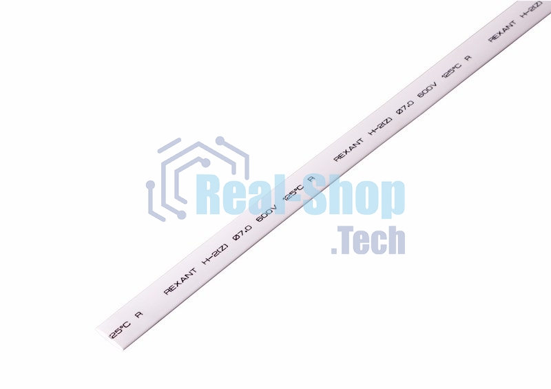 Термоусаживаемая трубка Rexant 7,0/3,5 мм, белая, упаковка 50 шт. по 1 м