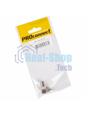 Переходник антенный, (гнездо F - штекер TV), угловой (1 шт.) (пакет) PROconnect