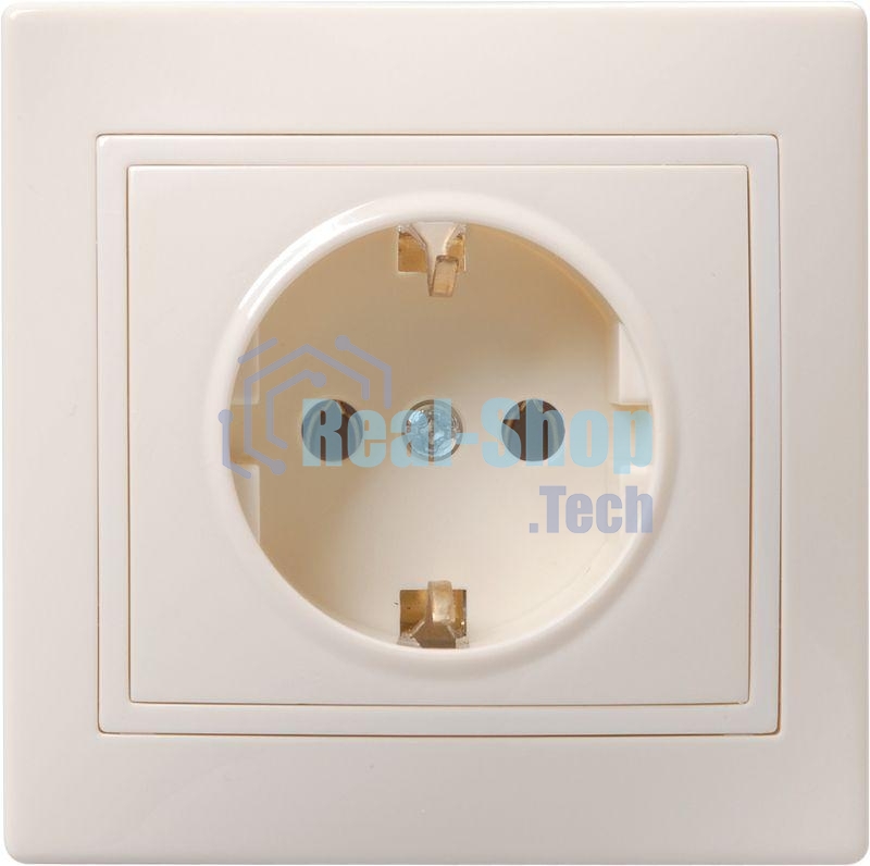 Розетка 1-м СП Кварта 16А РС10-3-ККм с заземл. IP20 крем. ИЭК ERK14-K33-16-DM