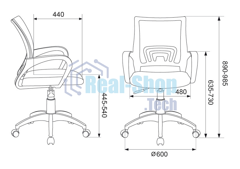 Кресло компьютерное Бюрократ CH-W695NLT TW-04 TW-12 темно-серый, сетка/ткань, крестовина пластик, пластик белый