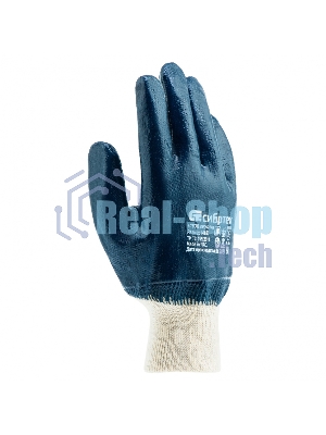 Перчатки трикотажные Сибртех с обливом из бутадиен-нитрильного каучука, манжет, M