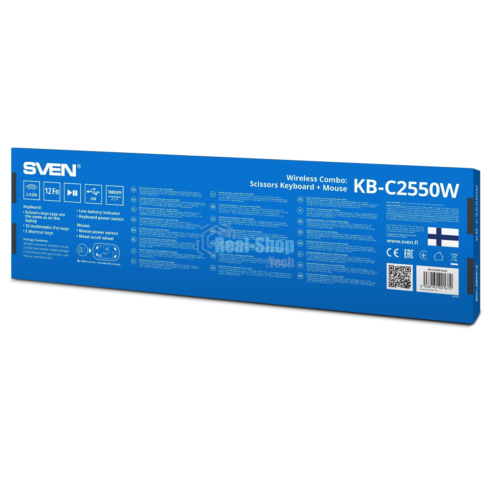 Комплект беспроводной Sven ножничная клавиатура + мышь KB-C2550W черный (109 кл.,12Fn, 1000DPI, 2+1 кл.)