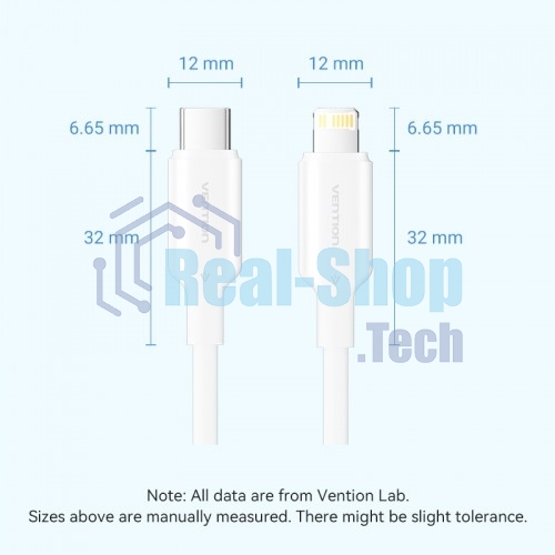 Кабель Vention USB 2.0 CM/Lightning 8M для iPad/iPhone 3A - 1м. Голубой