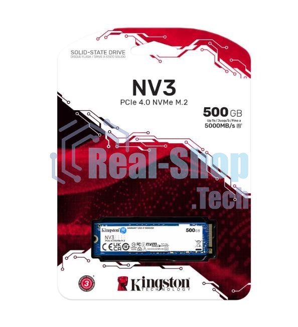 Накопитель SSD Kingston NV3, 500Gb, M.2 2280, PCIe 4.0 x4, NVMe, R/W 5000/3000