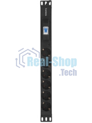 Блок розеток горизонтальный ExeGate ServerPro PDU-19H610 Al-6S-EU2.5-1P, 19
