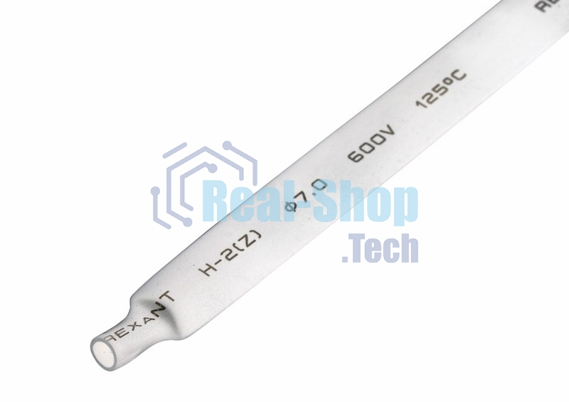 Термоусаживаемая трубка Rexant 7,0/3,5 мм, белая, упаковка 50 шт. по 1 м