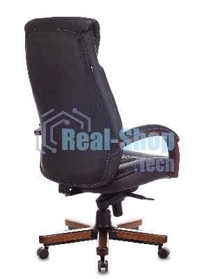Кресло Бюрократ T-9924WALNUT черный, кожа, подголовник