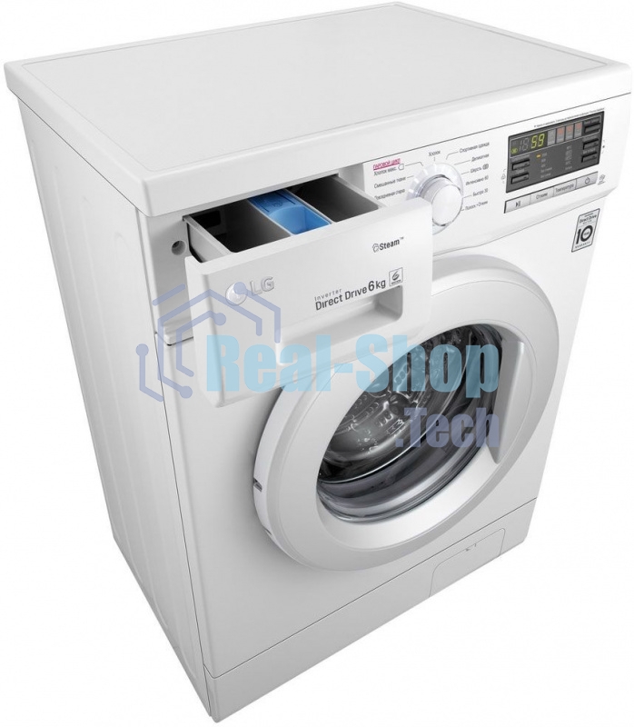 Стиральная машина LG F1296NDS0 белый, загрузка фронтальная 6 кг, 1200 об/мин., класс: А