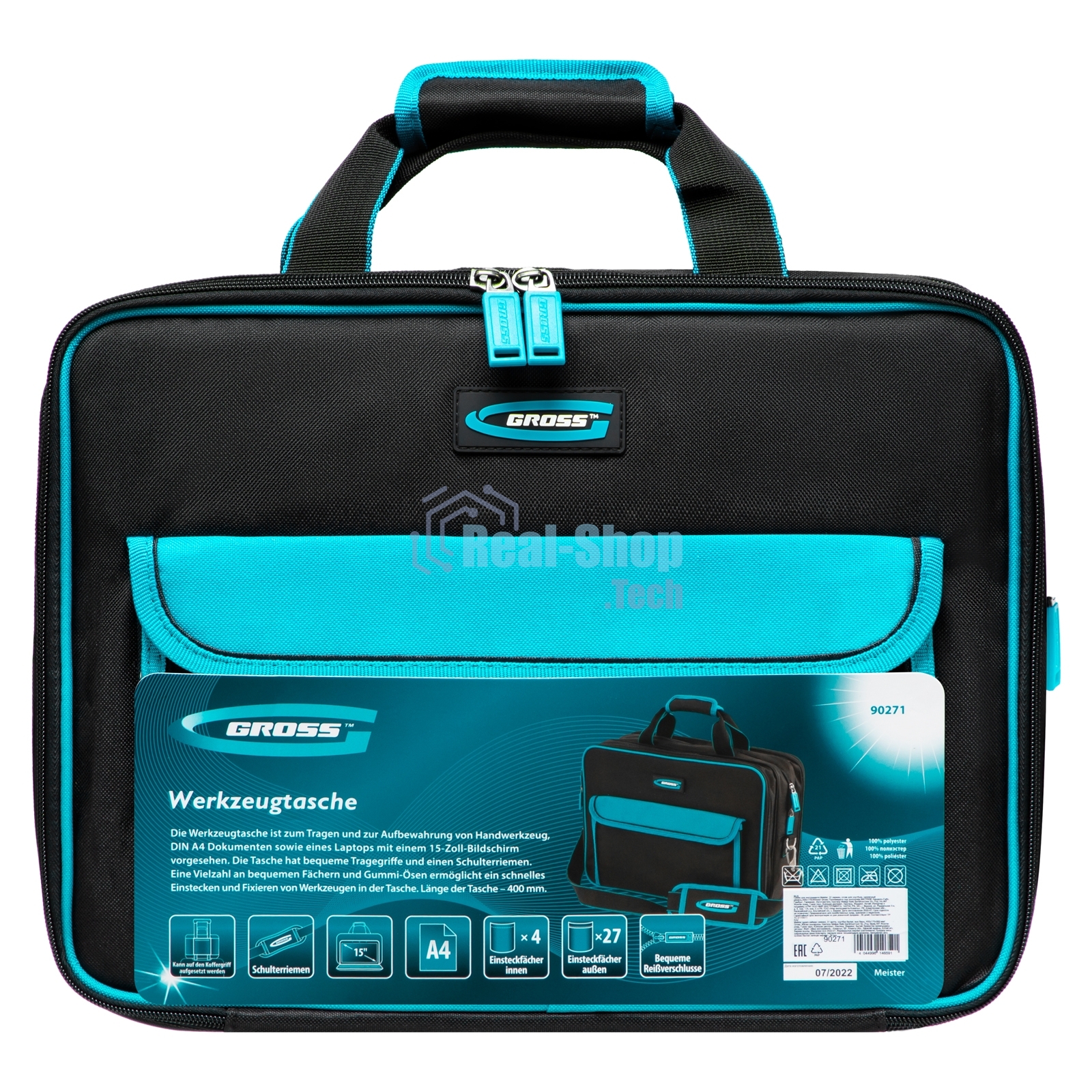 Сумка для инструмента GROSS Meister, 31 карман, отсек для ноутбука, наплечный ремень 90271